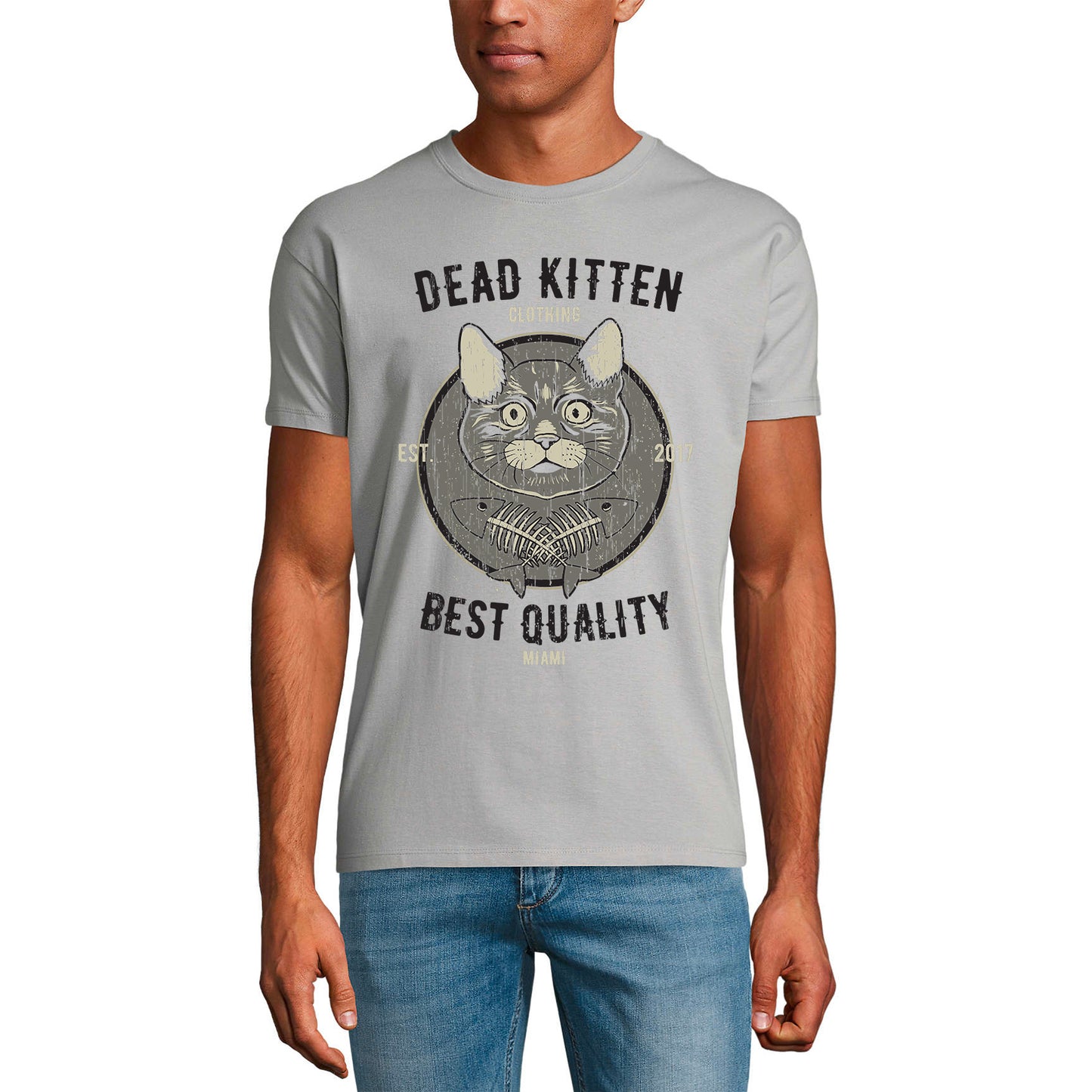 ULTRABASIC Herren-Grafik-T-Shirt Dead Kitten – Lustiges Katzen-Shirt für Tierliebhaber