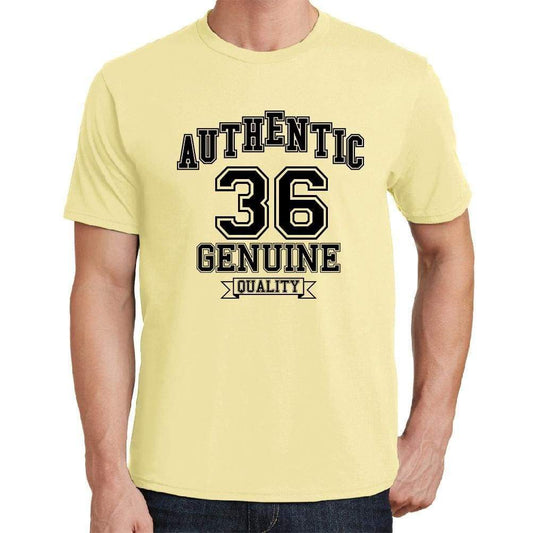 36 Authentic Genuine Yellow Mens Short Sleeve Round Neck T-Shirt 00119 - Yellow / S - Casual