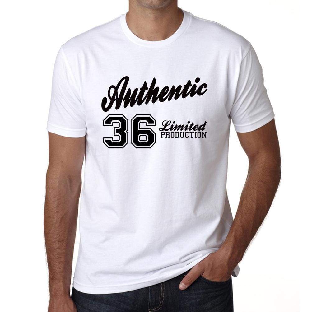 36 Authentic White Mens Short Sleeve Round Neck T-Shirt 00123 - White / L - Casual