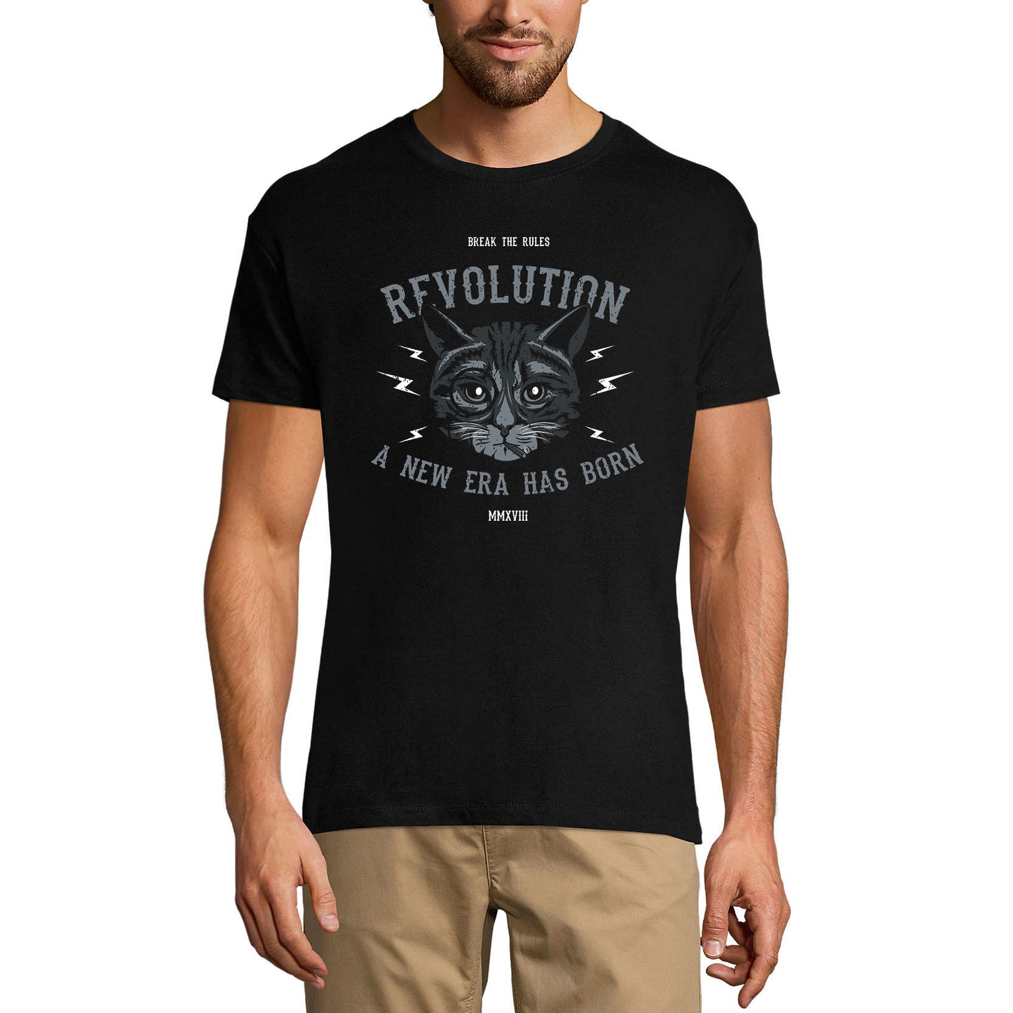 ULTRABASIC Herren T-Shirt Break the Rules – Cat Revolution Lustiges Shirt für Männer