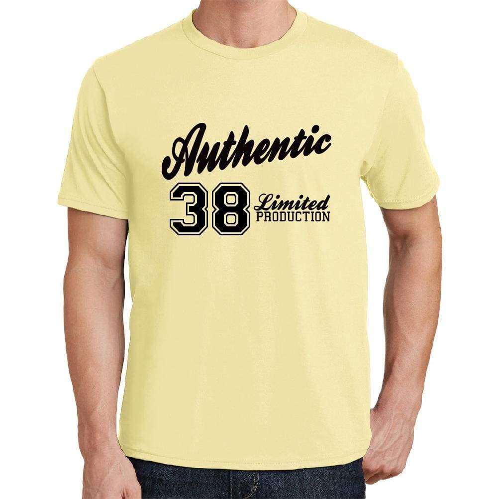 38 Authentic Yellow Mens Short Sleeve Round Neck T-Shirt - Yellow / S - Casual