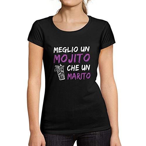 Ultrabasic - Femme Graphique Meglio Un Mojito Che Un Marito T-Shirt Action de Grâces Xmas Cadeau Idées Tee Noir Profond Deep Black