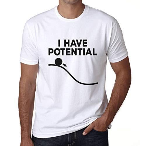 Ultrabasic - Homme Graphique J'Ai du Potentiel Impression de Lettre Tee Shirt Cadeau Blanco