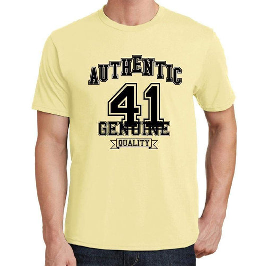 41 Authentic Genuine Yellow Mens Short Sleeve Round Neck T-Shirt 00119 - Yellow / S - Casual