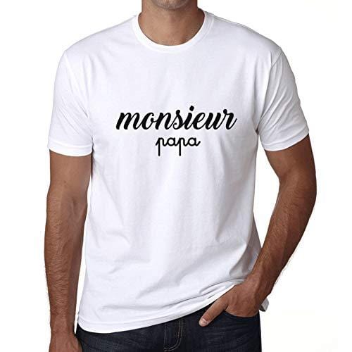 Ultrabasic - Herren T-Shirt Graphique Monsieur Papa Imprimé Letters Noël Cadeau Blanco