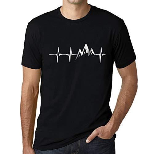 Ultrabasic - Herren T-Shirt Graphique Rythme Cardiaque de Montagne Noir Profond