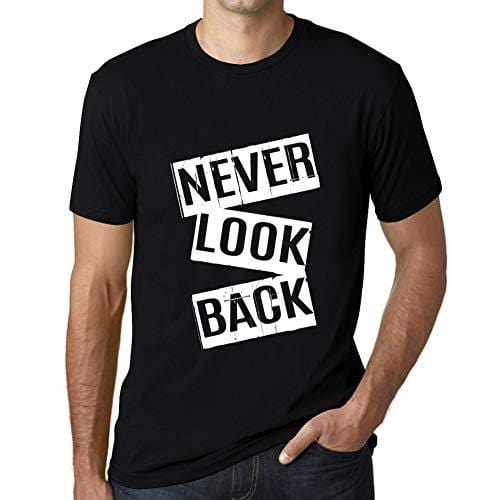 Ultrabasic - Homme T-Shirt Graphique Never Look Back T-Shirt Cadeau Lettre d'impression Noir Profond