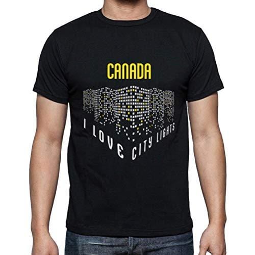 Ultrabasic - Homme T-Shirt Graphique J'aime Canada Lumières Noir Profond