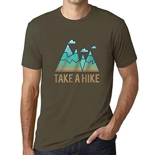 Ultrabasic - Homme Graphique Col V T-Shirt Take a Hike Army