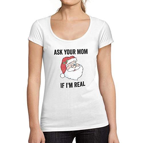 Ultrabasic - Tee-Shirt Femme col Rond Décolleté Funny Santa Christmas T-Shirt Xmas Gift Ideas Blanc