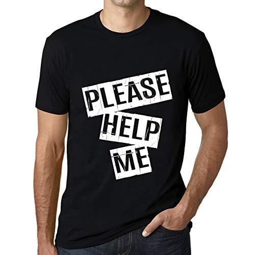 Ultrabasic - Homme T-Shirt Graphique Please Help Me T-Shirt Cadeau Lettre d'impression Noir Profond