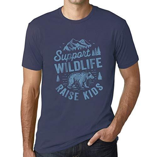 Ultrabasic - Herren T-Shirt Graphique Support Wildlife Denim