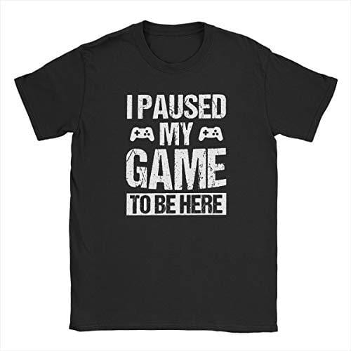 Men's T-Shirt Funny T-shirt I Paused My Game to Be Here Gaming T-shirt Black