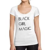 Graphic Black Girl Magic Women's Tee Shirt White Letters Print T-Shirt Round Neck
