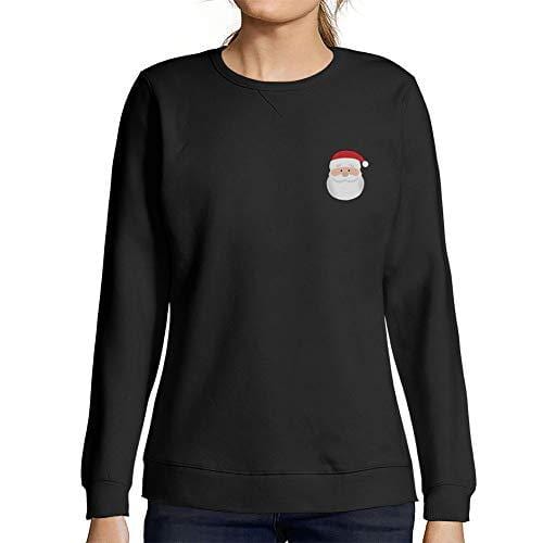 Ultrabasic - Femme Imprimé Graphique Sweat-Shirt Little Santa Cool Christmas Noir Profond