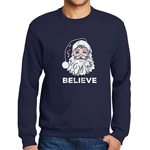 Ultrabasic - Homme Graphique Believe in Santa Claus Sweater Action de Grâces Xmas Cadeau Idées Tee French Marine