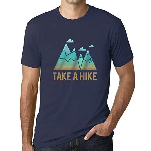 Ultrabasic - Homme Graphique Col V T-Shirt Take a Hike French Marine