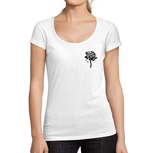 Ultrabasic - Tee-Shirt Femme col Rond Décolleté Rose Fleur Mignonne