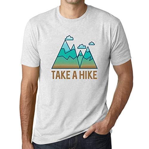 Ultrabasic - Homme Graphique Col V T-Shirt Take a Hike Blanc Chiné
