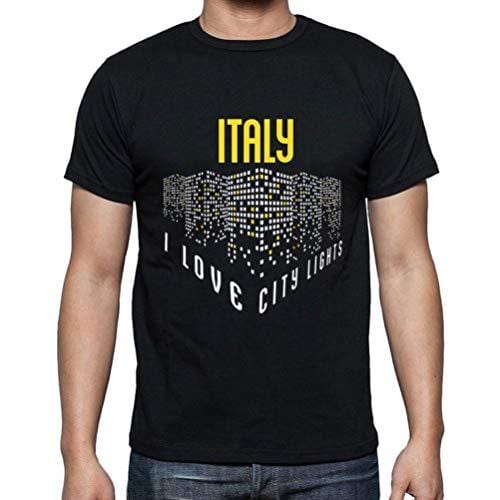 Ultrabasic - Homme T-Shirt Graphique J'aime Italy Lumières Noir Profond