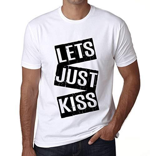 Ultrabasic - Homme T-Shirt Graphique Lets Just Kiss T-Shirt Cadeau Lettre d'impression Blanc