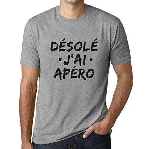 Homme T-Shirt Graphique Imprimé Vintage Tee Désolé J'Ai apéro Gris Chiné