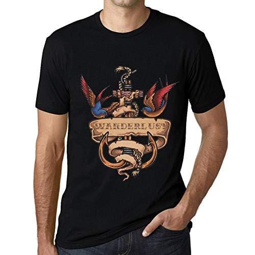 Ultrabasic - Homme T-Shirt Graphique Anchor Tattoo Wanderlust Noir Profond