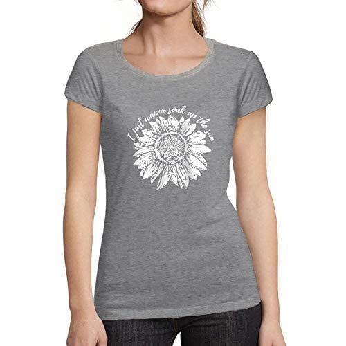 Ultrabasic - Tee-Shirt Femme Manches Courtes Je Veux Juste Absorber Le Tournesol Sun Gris Chiné