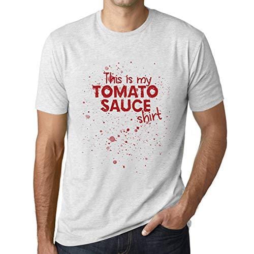 Ultrabasic - Homme T-Shirt Graphique This is My Tomato Sauce Shirt Blanc Chiné