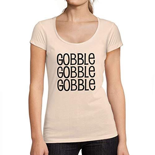 Ultrabasic - Tee-Shirt Femme col Rond Décolleté Gobble Gobble Letter Casual Fashion Rose Crémeux