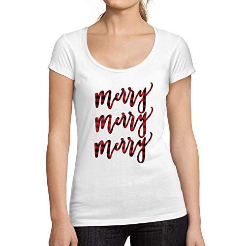 Ultrabasic - Femme Graphique Merry T-Shirt Action de Grâces Xmas Cadeau Idées Tee Blanco