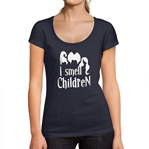 Ultrabasic - Tee-Shirt Femme col Rond Décolleté I Smell Children Halloween Lettre T-Shirt imprimé French Marine