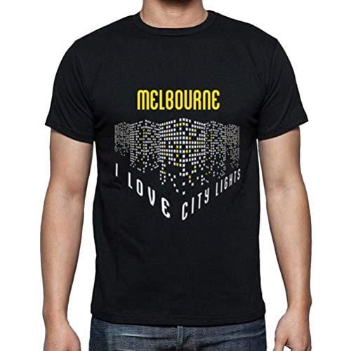 Ultrabasic - Homme T-Shirt Graphique J'aime Melbourne Lumières Noir Profond