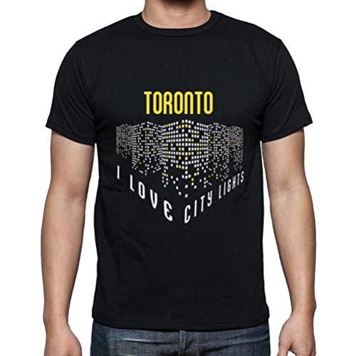 Ultrabasic - Homme T-Shirt Graphique J'aime Toronto Lumières Noir Profond