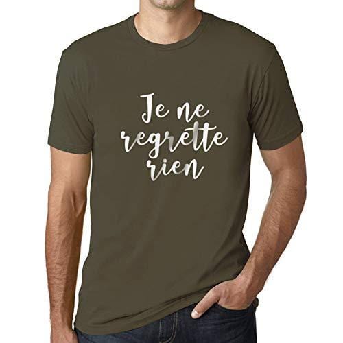 Ultrabasic - Homme T-Shirt Graphique Je Ne Regrette Rien Army