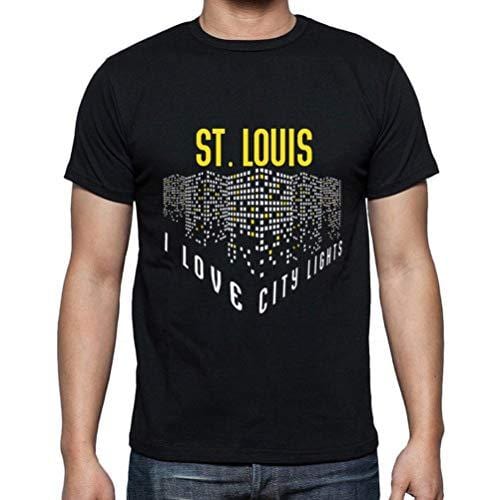 Ultrabasic - Homme T-Shirt Graphique J'aime St. Louis Lumières Noir Profond