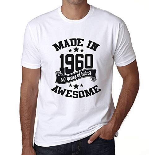 Ultrabasic - Homme T-Shirt Graphique Made in 1960 Idée Cadeau T-Shirt pour Le 60e Anniversaire Blanc
