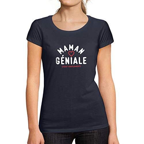 Ultrabasic - Femme Graphique Maman Géniale Imprimé des Lettres T-Shirt French Marine
