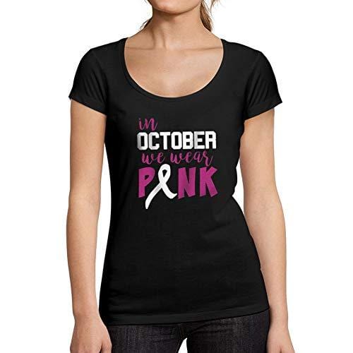 Ultrabasic - Tee-Shirt Femme col Rond Décolleté Breast Cancer Awareness Noir Profond