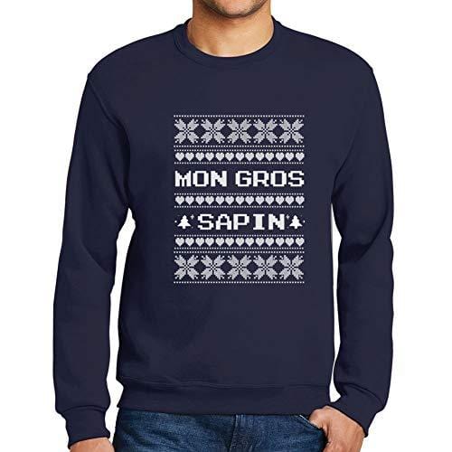 Ultrabasic - Homme Graphique Mon Gros Sapin Sweatshirt Action de Grâces Xmas Cadeau Idées Tee French Marine