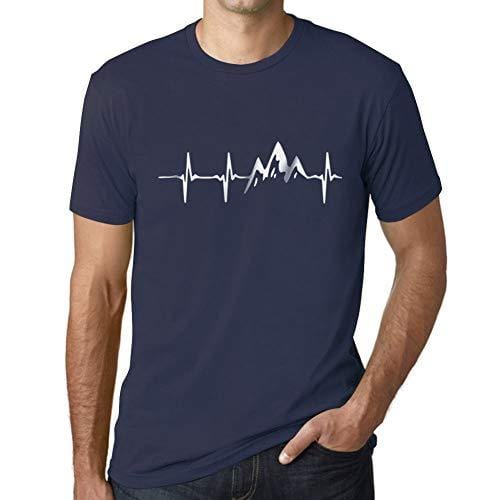 Ultrabasic - Herren T-Shirt Graphique Rythme Cardiaque de Montagne French Marine
