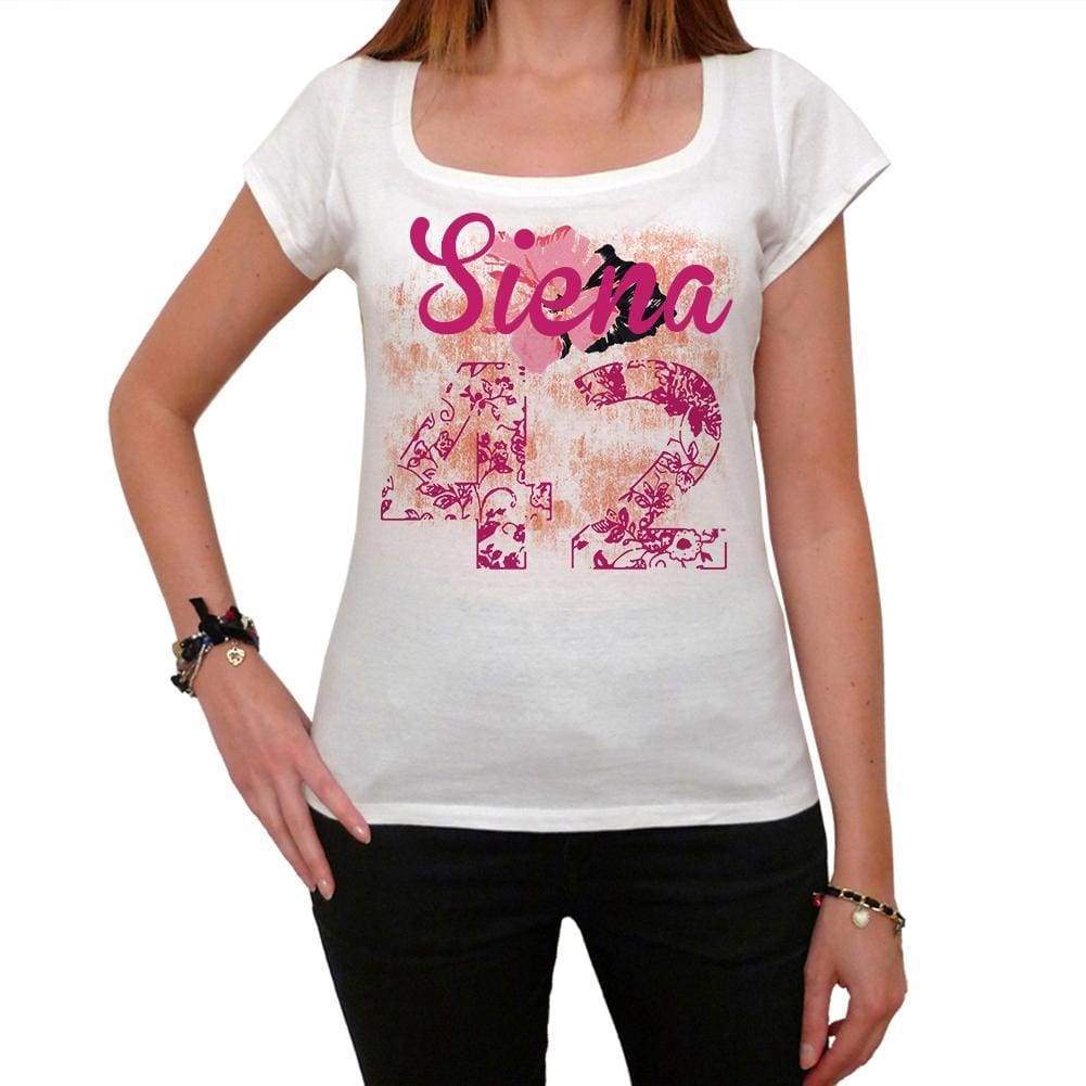 42 Siena City With Number Womens Short Sleeve Round White T-Shirt 00008 - White / Xs - Casual