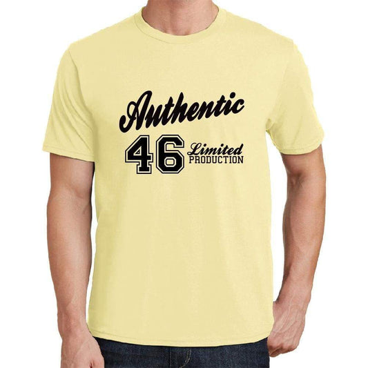 46 Authentic Yellow Mens Short Sleeve Round Neck T-Shirt - Yellow / S - Casual