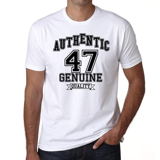 47 Authentic Genuine White Mens Short Sleeve Round Neck T-Shirt 00121 - White / S - Casual