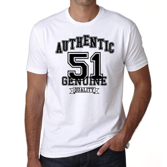51 Authentic Genuine White Mens Short Sleeve Round Neck T-Shirt 00121 - White / S - Casual