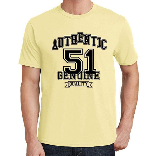 51 Authentic Genuine Yellow Mens Short Sleeve Round Neck T-Shirt 00119 - Yellow / S - Casual