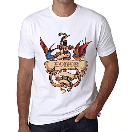 Ultrabasic - Homme T-Shirt Graphique Anchor Tattoo Honor Blanc