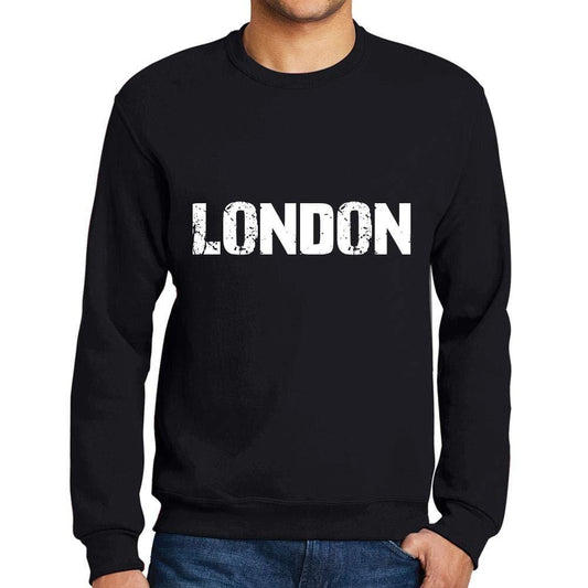 Homme Imprimé Graphique Sweat-Shirt Popular Words London Noir Profond
