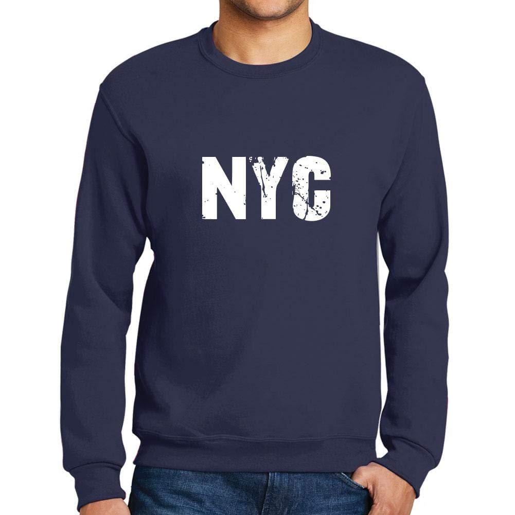 Ultrabasic Homme Imprimé Graphique Sweat-Shirt Popular Words NYC French Marine