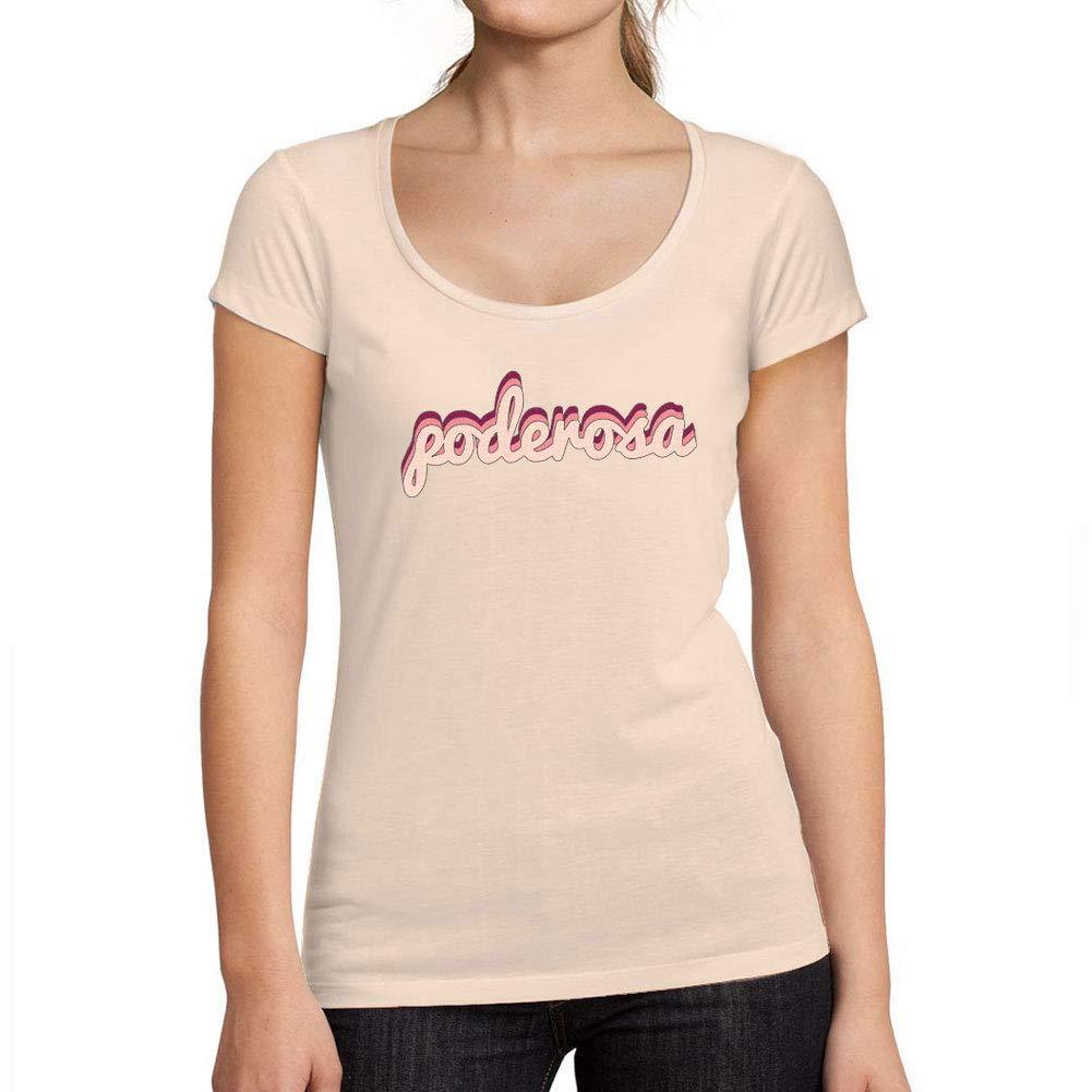 Ultrabasic - Tee-Shirt Femme col Rond Décolleté Powerful Rose Crémeux